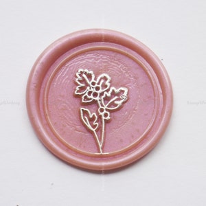 Timbre de sceau de cire de fleur d'aubépine - Timbre de cire de fleur de mois de naissance - Timbre de mariage - Kit de timbre de sceau de cire personnalisé