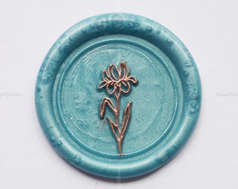 Birthmonth Flower Wax Stamp - Iris Flower Wax Seal Stamp - Wedding Wax Seal - Custom Wax Seal Stamp kit