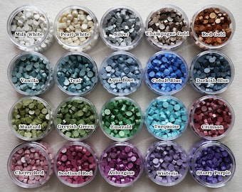 Superior Sealing Wax Beads 40 Colors Collection - Octagon Wax Seal Beads 150 pcs in Bottle for 40-50 Seals - Unique Shining Color Wax Beads