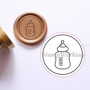 Tampon de cire de biberon - Timbre de cire d’invitation à la douche de bébé - Sceau de cire d’emballage - Timbre de scellement de cire de décoration - Timbre de scellement de paquet cadeau