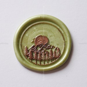 Moon Mountain Wax Seal Stamp - Tree and Mountain Sealing Wax Stamp - Personalized Wax Seal Stamp - Gift Wrapping Wax Seal Stamp kit