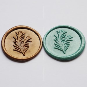 Rosemary Wax Seal -  Botanical Wax Sealing Stamp - Botanical Wedding Wax Seal - Leaves Wax Seal - Wedding Invitation Rosemary Leaves Stamp