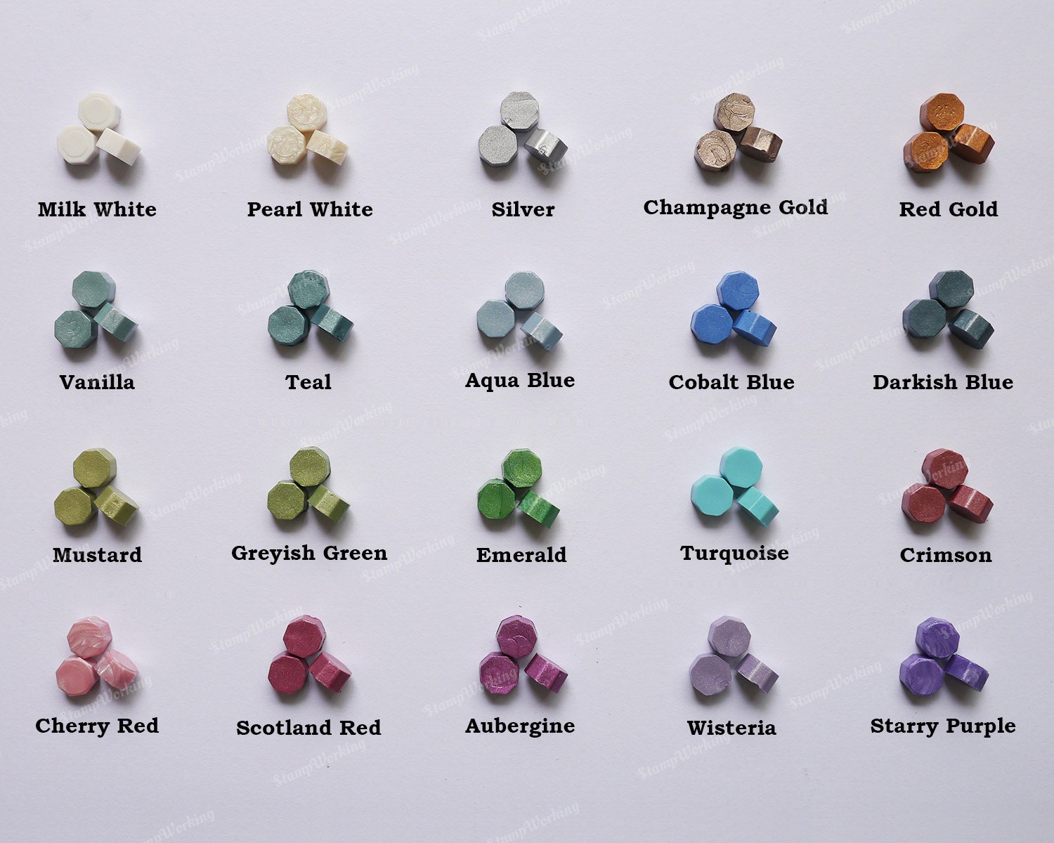 Superior Sealing Wax Beads 40 Colors Collection Octagon Wax Seal Beads 150  Pcs in Bottle for 40-50 Seals Special Unique Color Wax Beads 