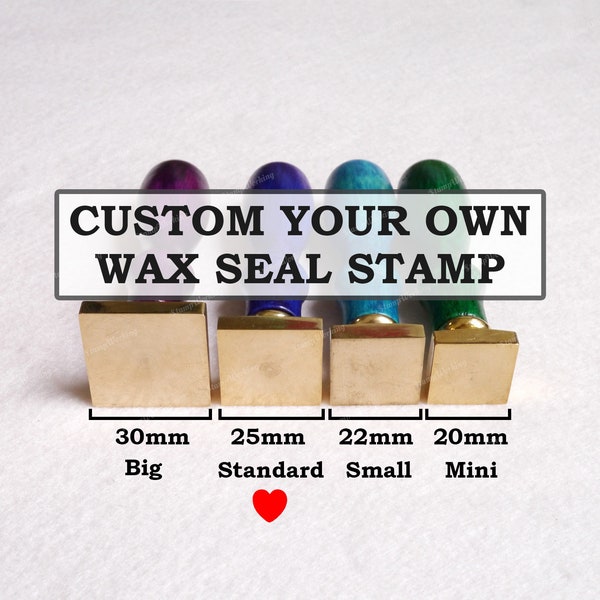 Custom Wax Seal Stamp - Personalized Sealing Wax Stamp - Wedding Invitation Wax Stamp Kit - Square Wax Seals Stamp 20, 22, 25, 30mm