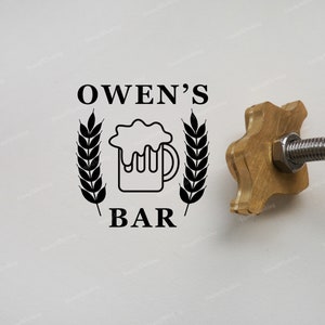 Personalized Branding Iron Stamp - Wheat and Beer Branding Iron Stamp - Custom Branding Iron Stamp - Branding Iron for Bakery Cake