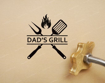 Custom Branding Iron Stamp - Dad's Grill Branding Iron Stamp -Personalized Branding Iron Stamp - Branding Iron for BBQ Grill Steak