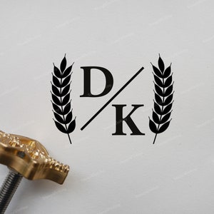 Personalized Branding Iron Stamp - Wheat and Initials Branding Iron Stamp - Custom Branding Iron Stamp - Branding Iron for Bakery Cake