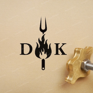 Personalized Branding Iron for Meat - Fork and Fire Branding Iron Stamp - Custom BBQ Branding Iron Stamp for Steak Grill
