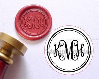 Timbro di sigillo di cera monogramma personalizzato - Timbro di ceralacca con tripla iniziale - Timbro sigillante per lettere - Kit di sigillo di cera per busta - Timbro di sigillo di cera personalizzato