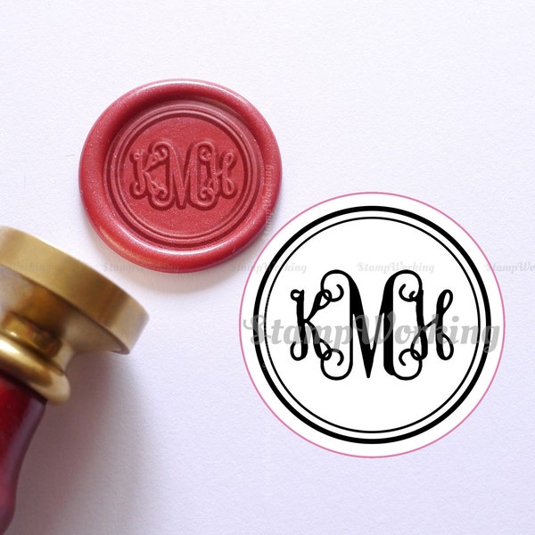 Custom Monogram Wax Seal Stamp - Triple Initials Sealing Wax Stamp - Letter Sealing Stamp - Envelope Wax Seal Kit - Custom Wax Seal Stamp