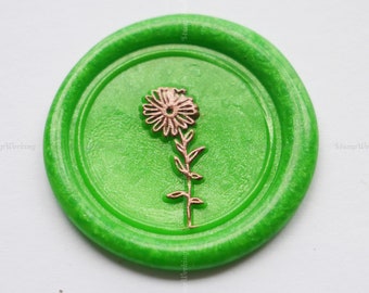 Aster Flower Wax Stamp - Birthmonth Flower Wax Seal Stamp - Wedding Stamp - Custom Wax Seal Stamp kit
