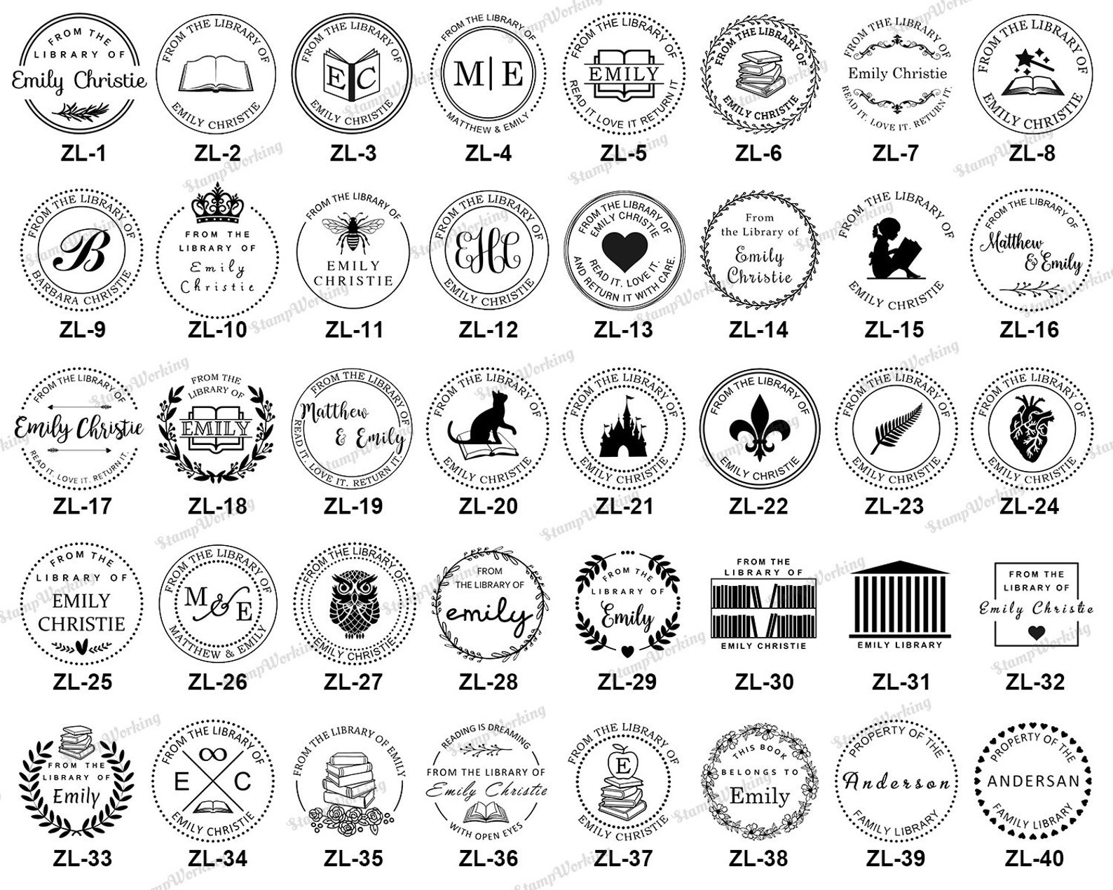 Custom Library Embosser Stamp Personalized Book Embossing Etsy