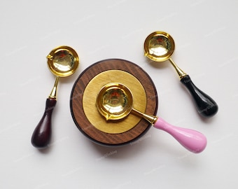 Wax Melting Spoon for Wax Sealing - Wax Seal Spoon - Brass Wax Spoon - Spoon with Spout - Colorful Handle Wax Spoon - Wax Melter Stove