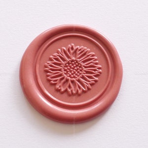 Timbre de sceau de cire de tournesol - Kit de timbre de scellement de cire - Sceau de cire de fleur personnalisé - Scellement de cire de tournesol - Timbre de sceaux de cire de décoration de paquet