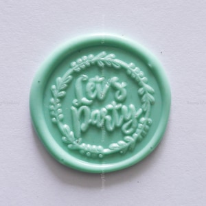 Timbre de sceau de cire Let’s Party - Timbre de cire à cacheter personnalisé - Boîte cadeau Sceau de cire - Timbre de cire de célébration - Timbre de scellement de cire sur invitation