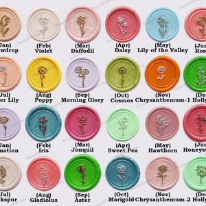 Geburt Monat Blumen Wachs-Siegel-Stempel - Hochzeitseinladung - Blumen-Wachs-Stempel - Individueller Wachs-Siegel-Stempel