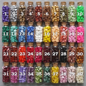 Sealing Wax Beads 40 Colors Available - Wax Seal Beads 55 pcs in One Bottle - Suitable for 18-20 Seals - Invitation Sealing Wax Beads