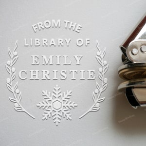 Personalized Embosser Stamp - From the library of - This book belongs to - Book lover gift - Ex Libris - Snowflake