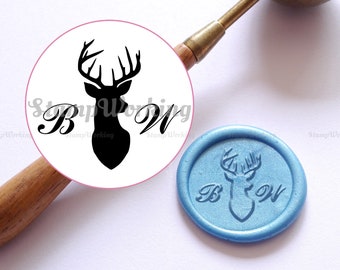 Deer Head Initials Wax Seals Stamp - Personalized Sealing Wax Stamp - Antler Wax Seals - Deer Sealing Wax Stamp - Custom Wax Seal Stamp