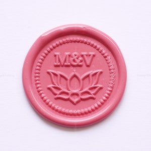 Intial personnalisé avec tampon de sceau de cire de lotus - Tampon de cire personnalisé - Timbre de sceau de cire de mariage - Timbre de sceau de cire d’invitation - Timbre de sceau personnalisé