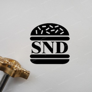 Custom Cake Branding Iron Stamp - Custom Monogram Branding Iron Stamp - Hamburger and Name - Branding Iron for Bakery Bread Cake