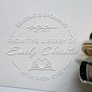 Timbre de gaufrage de bibliothèque personnalisé - Timbre de gaufrage de livre personnalisé - Embosser de livre de bibliothèque personnelle - Embosser de bibliothèque - Embosser de prise de main
