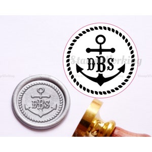 Monogramme avec timbre de sceau de cire d’ancre - Timbre de cire de cage d’ancre - Sceau de cire personnalisé - Timbre de sceau de cire de boîte cadeau - Timbre de scellement de cire de cire de lettre