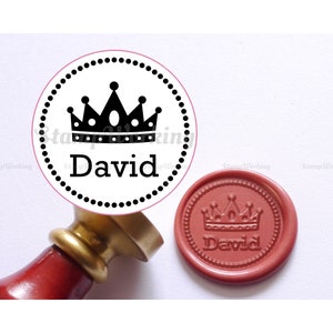 Couronne King avec nom Timbre de sceau de cire - Timbre de cire de scellement de couronne personnalisé - Sceau de cire d’emballage - Timbre de sceau de cire cadeau - Timbre de cire d’enveloppe