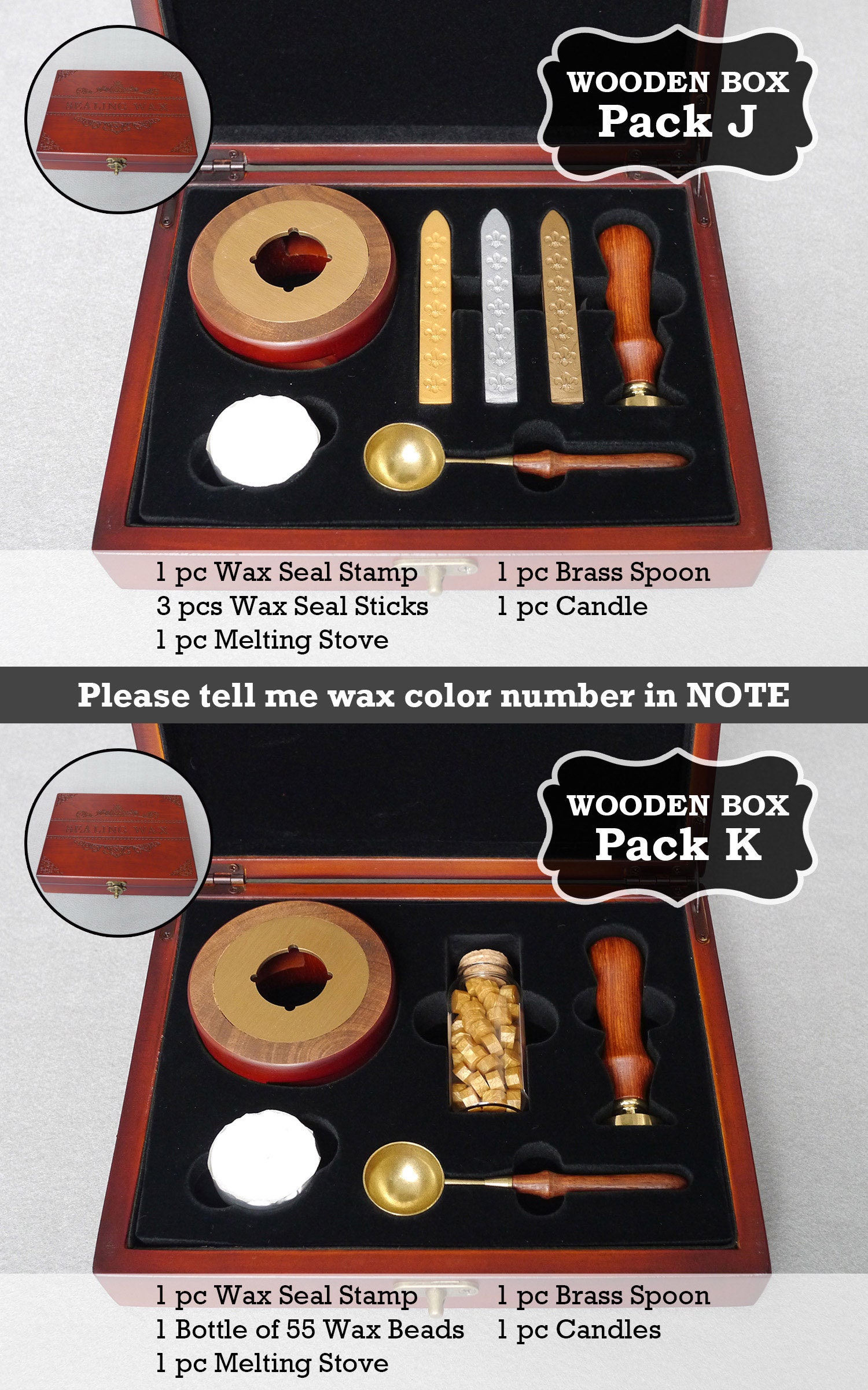 Custom Wax Seal Stamp Kit with Flexible Mailable Sealing Wax - Scroll Duogram