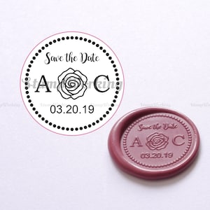 Rosen Hochzeitseinladung Wachssiegel Stempel - Initialen Wachssiegel Stempel - Einladung Siegel stempel - Blumen Wachsstempel - Save the Date