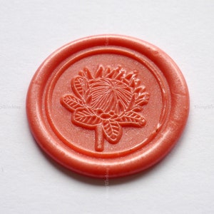 Protea Wachssiegel-Stempel - Tropische Blume Wachssiegel-Stempel - Hochzeits-Wachssiegel-Kit - Botanisches Wachssiegel - Hochzeitseinladungs-Blumenstempel