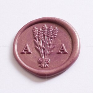 Lavande avec timbre de scellement de cire initial - Tampon de sceau de cire personnalisé - Timbre de sceau de cire - Timbre de sceau de cire - Kit de timbre de sceau de cire - Tampon de sceau personnalisé