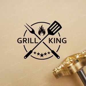 Personalized Branding Iron Stamp - Fork and Spatula Grill King Branding Iron Stamp - Custom Branding Stamp - Branding Iron for BBQ Grill