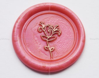 Timbre de cire de fleur de chèvrefeuille - timbre de cire de fleur de mois de naissance - faire-part de mariage - timbre de sceau de cire personnalisé