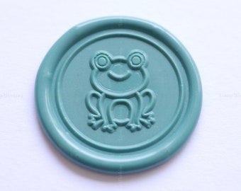 Timbre de cire de grenouille - Timbre de cire de scellement de grenouille assise - Mignon Smiling Gren Scoring Wax Stamp - Kit de timbre de sceau de cire - Sceau de cire animal