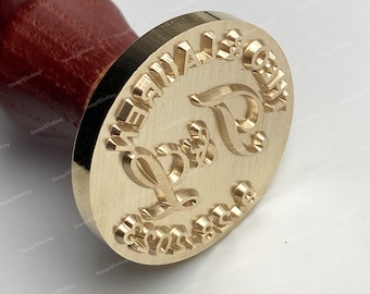 Carimbo personalizado com guirlanda gravada - Carimbo com palavras em relevo - Carimbo para sabonete - Carimbo para argila - Carimbo redondo para lacres de cera 20, 22, 25, 30 mm