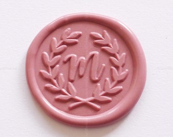 Custom Initial with Leaves Wax Seal Stamp - Personalized Wax Seal Stamp - Initial Wax Stamp - Wax Seal Stamp Kit - Leaves Wreath Stamp