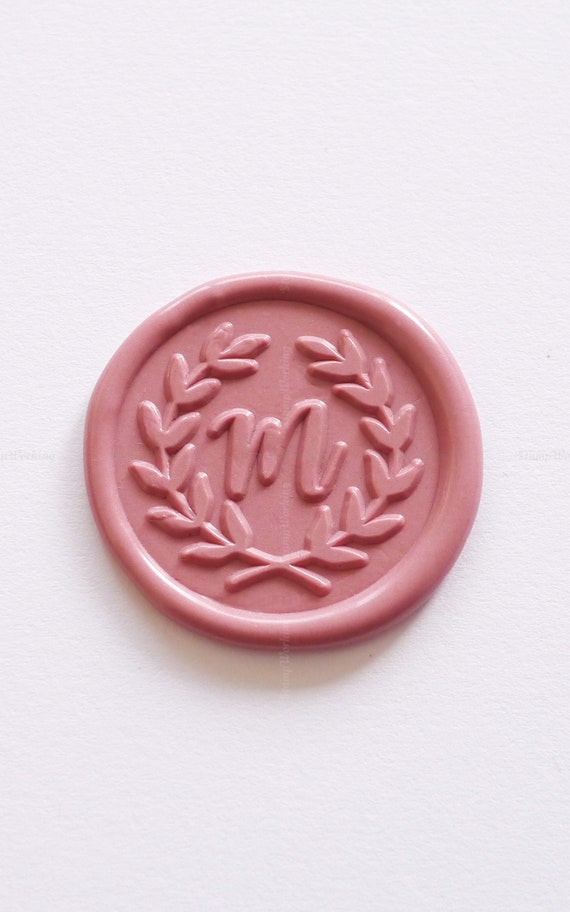 Custom Initial With Leaves Wax Seal Stamp Personalized Wax Seal Stamp  Initial Wax Stamp Wax Seal Stamp Kit Leaves Wreath Stamp 