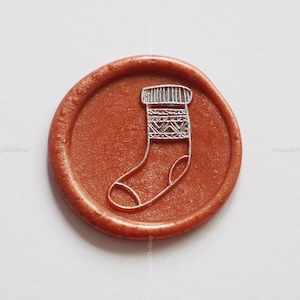 Timbre de cire à cacheter de Noël - Chaussettes de Noël Sceau de cire - Paquet cadeau Sceau de cire - Kit de sceau de cire de cadeau de Noël - Timbre de cire à cacheter
