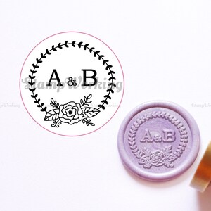 Personalisierter Wachs siegel stempel - Blumenkranz Siegelstempel - Personalisierter Wachsstempel - Hochzeitswachssiegel - Wachsstempel