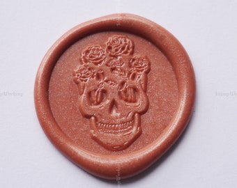 Skull Wax Seal Stamp - Skull Skeleton Sealing Wax Stamp - Skull and Flowers - Personalized Wax Seal Stamp - Letter Wax Sealing Stamps