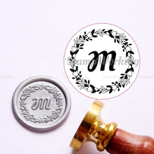 Personalisierter Wachsstempel mit BlätterKranz - Wachssiegel Stempel - Wachssiegel Stempel - Wachssiegel Stempel - Geschenkverpackung
