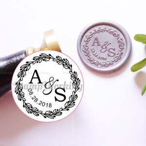 Sello de cera de boda floral - Sello de sellado de invitación de boda - Sello de sellado inicial - Kit de sello de cera de boda - Kit de sellado de cera de boda personalizado