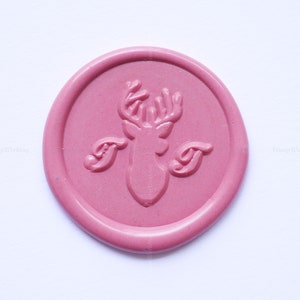Carimbo de cera de cabeça de veado - Carimbo de cera Buck - Carimbo de cera com iniciais duplas - Kit de selo de cera de casamento personalizado - Carimbo de cera personalizado