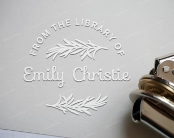 Custom Library Embosser Stamp - Personalized Book Embossing Stamp - Rosemary Library Embosser - Hand Embosser
