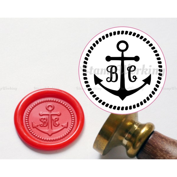 Anchor 2 Letters Initial Wax Seal Stamp - Nautical Sealing Wax Stamp - Personalized Wax Seal - Gift Box Seal Stamp - Envelope Wax Stamp