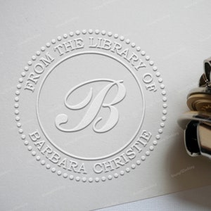 Custom Embosser Stamp - From The Library of Embosser - Personalized Library Book Embosser Stamp - Monogram Embosser Stamp - Hand Embosser