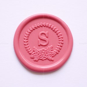 Benutzerdefinierte Initiale mit Blumenkranz Wachssiegel Stempel - Einzelner Initialen Wachssiegel stempel - Wachsstempel - Wachssiegel Stempel Kit