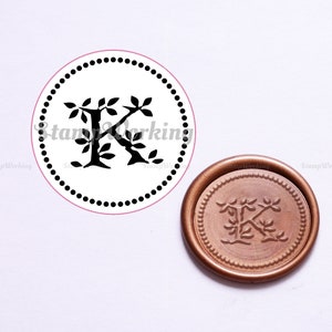 Sello de cera inicial - Sello de cera personalizado - Sello de cera personalizado - Sello de sellado de cera de hojas y letras - Kit de sello de cera - Sello de cera de una sola letra