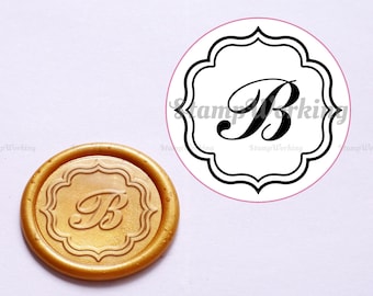 Script Font Wax Seal Stamp - Custom Initial Wax Stamp - Script Font Initial in Plaque - Personalized Wax Seal Stamp - Wax Seal Stamp Kit